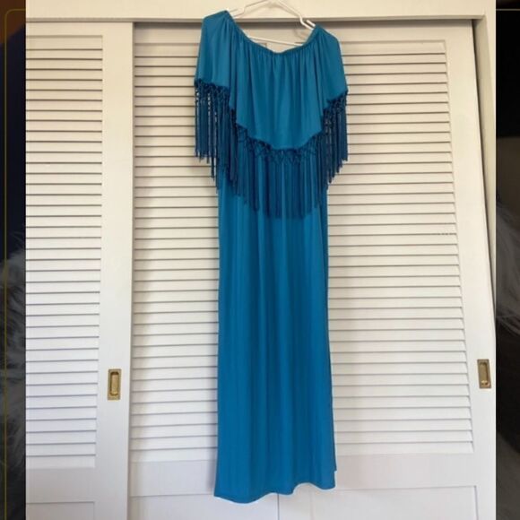 Curations Caravan long blue tassel dress size XL - Picture 3 of 6